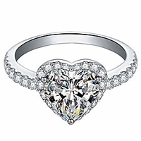 alloy rings for women, exquisite heart out ringwedding engagement rings jewelry accessories gift for women bridal (silver,  5)