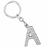 alphabet keyring a-z initials letter key ring shiny silver key chain (gold)