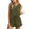 amazon 2021 european beauty summer new sleeveless solid color round neck vest ruffled shorts home set miniinthebox