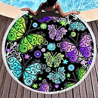 amazon hot-selling microfiber beach towel butterfly series round bath towel shawl diameter 150cm can be customized miniinthebox