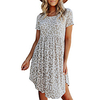 amazon short-sleeved dress europe and the united states 2021 summer new leopard print round neck waist short skirt female lt060 miniinthebox