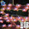 American Flag Lights 4m/10ft with Timer 40LEDs String Lights for 4th of July Independence Day Decor Remote Control 8 Modes Battery Operated Dimmable for Patriotic Christmas Decoration miniinthebox
