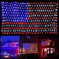 American Flag String Lights 420 LED Solar String Lights US Flag Light with Plug Waterproof Net Light Holiday Decoration for Garden Patio July 4th National Day Independence Day Memorial Day miniinthebox