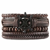 anchor nautical rudder bracelets men women,  hemp cords wood beads ethnic tribal bracelets,  leather wristbands (black-1)
