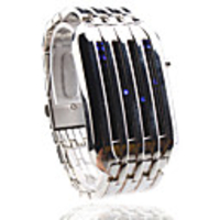Anchoret Silvery Band Blue LED Wrist Watch