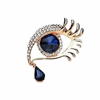 angel tears brooch pins,  ailuor elegant rhinestone sapphire big eyes alloy long eyelashes corsage breastpin for women jewelry miniinthebox