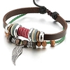 angel wing multi-strand brown leather bracelet for men women tribal leather wristband wrap bracelet