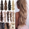 Angelaicos Women Long Wavy Black Brown Blonde Natural Hairpiece Claw Clip on Hair Extension Ponytail miniinthebox