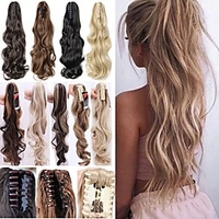 Angelaicos Women Long Wavy Black Brown Blonde Natural Hairpiece Claw Clip on Hair Extension Ponytail miniinthebox