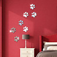 Animal Footprints Wall Stickers Mirror Wall Stickers Decorative Wall Stickers,  Acrylic Home Decoration Wall Decal Wall Decoration 1pc