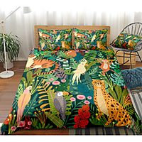 Animal Print 3-Piece Duvet Cover Set Hotel Bedding Sets Comforter Cover with Soft Lightweight Microfiber,  Include 1 Duvet Cover,  2 Pillowcases for Double/Queen/King(1 Pillowcase for Twin/Single)