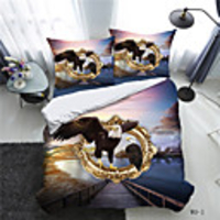 Animal Series 3D Print 3-Piece Duvet Cover Set Hotel Bedding Sets Comforter Cover with Soft Lightweight Microfiber(Include 1 Duvet Cover and 1or 2 Pillowcases)