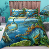 Animal Series Dinosaur Print 3-Piece Duvet Cover Set Hotel Bedding Sets Comforter Cover with Soft Lightweight Microfiber For Holiday Decoration(Include 1 Duvet Cover and 1or 2 Pillowcases)