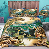 Animal Series Dinosaur Print 3-Piece Duvet Cover Set Hotel Bedding Sets Comforter Cover with Soft Lightweight Microfiber For Holiday Decoration(Include 1 Duvet Cover and 1or 2 Pillowcases)