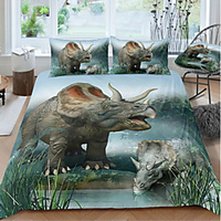 Animal Series Dinosaur Print 3-Piece Duvet Cover Set Hotel Bedding Sets Comforter Cover with Soft Lightweight Microfiber For Holiday Decoration(Include 1 Duvet Cover and 1or 2 Pillowcases)