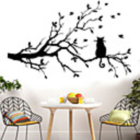 Animals Wall Stickers The Cat on The Branch Wall Stickers Decorative Wall Stickers PVC Home Decoration Wall Decal Wall / Window Decoration 1pc