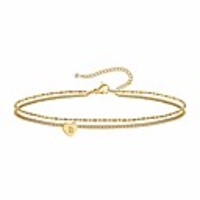 ankle bracelets for women heart initial anklet,  cute summer gold chain letter anklet beach jewelry gifts for wife girlfriend daughter (hlab41-b)