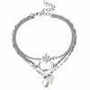anklet bracelet,  star moon pearl ankle bracelet for women,  3-layer chain ankle bracelets,  beach anklet bracelet,  adjustable barefoot sandals beach foot gift for women (silver)