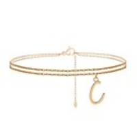 anklets with initials for women teen girls,  c initial anklet for women fashion ankle bracelet with letter alphabet foot jewelry with extension for women