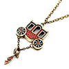 Antique Copper Bubble Car Zircon Necklace