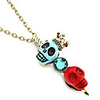 Antique Copper Crown Skeleton Head Zircon Necklace