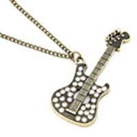 Antique Copper Guitar Zircon Necklace