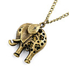 Antique Copper Hollow-Out Elephant Necklace