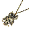 Antique Copper Hollow-Out Owl Necklace