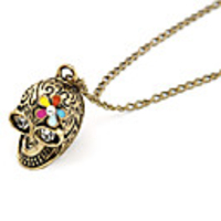 Antique Copper Hollow-Out Skeleton Head Alloy Necklace