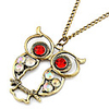 Antique Copper Owl Zircon Necklace