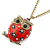 Antique Copper Owl Zircon Necklace