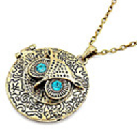Antique Copper Vintage Owl Zircon Necklace