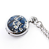 Antique orchid quartz small pocket watch necklace chain (Blue)