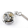 Antique orchid quartz small pocket watch necklace chain(Brown)