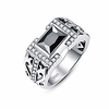 antique style jewelry synthetic black spinel cz halo 925 sterling silver wedding band ring for men size 7