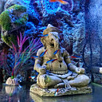 Aquarium Artificial Elephant Head Buddha Decoration Fish Tank Sitting Buddha Statue Crafts Stone Rock Acuario Decor Ornaments