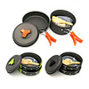 ARDI Camping Cookware Mess Kit Camping Pot Camping Fry Pan Dinnerware Set Utensils Lightweight Aluminium Alloy for 1 - 2 person Outdoor Hiking Camping Black Orange Green