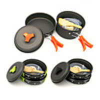 ARDI Camping Cookware Mess Kit Camping Pot Camping Fry Pan Dinnerware Set Utensils Lightweight Aluminium Alloy for 1 - 2 person Outdoor Hiking Camping Black Orange Green