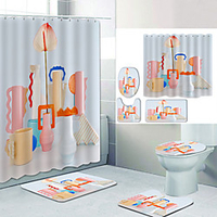 Art Cup Digital Printing Four-piece Set Shower Curtains and Hooks Modern Polyester Machine Made Waterproof Bathroom miniinthebox