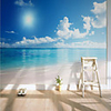 Art Deco Custom Self Adhesive Mural Wallpaper Seaside Landscape Suitable For Bedroom Living Room Cafe Restaurant Hotel Wall Decoration Art