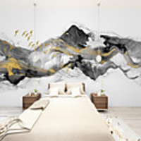 Art Deco Landscape Home Decoration Modern Wall Covering smoke Canvas Material Adhesive required Wallpaper / Mural / Wall Cloth Room Wallcovering