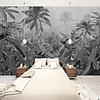Art Deco Custom Self Adhesive Mural Wallpaper Southeast Asia Leaves Black and White Suitable for Background Wall Living Room Coffee Shop Restaurant Hotel Wall Decoration Art