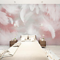 Art Deco Custom Self Adhesive Mural Wallpaper Feather Picture Suitable For Bedroom Living Room Coffee Shop Restaurant Hotel Wall Decoration Art