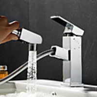Art Deco/Retro Glam Casual Chic Modern Centerset Ceramic Valve Single Handle One Hole Chrome,  Bathroom Sink Faucet