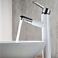 Art Deco/Retro Modern Centerset Pullout Spray Ceramic Valve Two Holes Single Handle One Hole Painting,  Bathroom Sink Faucet