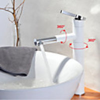 Art Deco/Retro Modern Centerset Rotatable Ceramic Valve Single Handle One Hole Painting,  Bathroom Sink Faucet