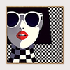 Art-Framed Pop Cartoon Canvas Printing Modern Fashion Models PS Oil Painting Wall Art Suitable for Living Room Decoration Ready To Hang 1 Piece