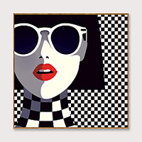 Art-Framed Pop Cartoon Canvas Printing Modern Fashion Models PS Oil Painting Wall Art Suitable for Living Room Decoration Ready To Hang 1 Piece