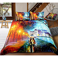 art street print 3-piece duvet cover set hotel bedding sets comforter cover with soft lightweight microfiber,  include 1 duvet cover,  2 pillowcases for double/queen/king(1 pillowcase for twin/single)
