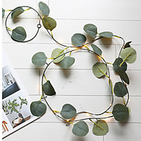 Artificial Eucalyptus Leaf Rattan Garland String Lights Vine Fairy Lights 6.6ft 20 LED Copper Wire Battery Powered Decor for Home Kitchen Garden Office Wedding Wall miniinthebox
